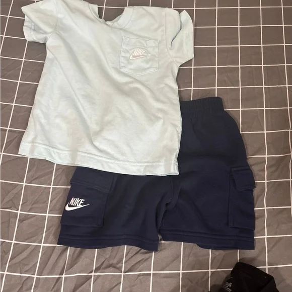 Nike Kids Light Blue and Black T-Shirt with Navy and Black Shorts Set - Picture 3 of 3
